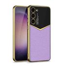 For Samsung Galaxy S23 5G GKK Plating Soft TPU + Leather Full Coverage Phone Case(Purple) - 1