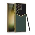 For Samsung Galaxy S23 Ultra 5G GKK Plating Soft TPU + Leather Full Coverage Phone Case with Pen(Green) - 1