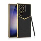 For Samsung Galaxy S23 Ultra 5G GKK Plating Soft TPU + Leather Full Coverage Phone Case with Pen(Black) - 1