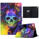 For Samsung Galaxy Tab A8 10.5 X205 / X200 Coloured Drawing Smart Leather Tablet Case(Skull) - 1