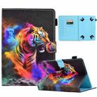 For 8 inch Coloured Drawing Leather Tablet Case(Tiger) - 1