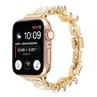 Flower Bracelet Metal Watch Band For Apple Watch Ultra 49mm / Series 8&7 45mm / SE 2&6&SE&5&4 44mm / 3&2&1 42mm(Gold) - 1