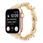 Flower Bracelet Metal Watch Band For Apple Watch Series 9&8&7 41mm / SE 3&SE 2&6&SE&5&4 40mm / 3&2&1 38mm(Gold) - 1