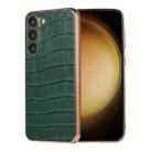 For Samsung Galaxy S23 5G Crocodile Texture Genuine Leather Electroplating Phone Case(Dark Green) - 1