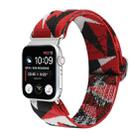 For Apple Watch Ultra 49mm / Series 8&7 45mm / SE 2&6&SE&5&4 44mm / 3&2&1 42mm Buckle Elastic Nylon Watch Band(Red White) - 1