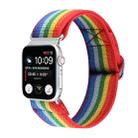 For Apple Watch Ultra 49mm / Series 8&7 45mm / SE 2&6&SE&5&4 44mm / 3&2&1 42mm Buckle Elastic Nylon Watch Band(Rainbow) - 1