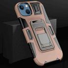 For iPhone 14 MechaWarrior Multifunctional Holder Phone Case(Pink) - 1