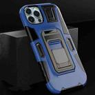 For iPhone 14 Pro MechaWarrior Multifunctional Holder Phone Case(Blue) - 1