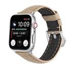 For Apple Watch Ultra 49mm / Series 8&7 45mm / SE 2&6&SE&5&4 44mm / 3&2&1 42mm Silver Buckle Genuine Leather Watch Band(Frosted Beige) - 1