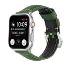 For Apple Watch Series 9&8&7 41mm / SE 3&SE 2&6&SE&5&4 40mm / 3&2&1 38mm Silver Buckle Genuine Leather Watch Band(Frosted Green) - 1