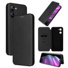 For Realme V30 / V30T Carbon Fiber Texture Flip Leather Phone Case(Black) - 1