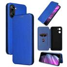 For Realme V30 / V30T Carbon Fiber Texture Flip Leather Phone Case(Blue) - 1