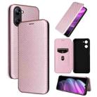 For Realme V30 / V30T Carbon Fiber Texture Flip Leather Phone Case(Pink) - 1