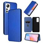 For Blackview A85 Carbon Fiber Texture Flip Leather Phone Case(Blue) - 1