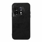 For OnePlus 11 5G Accurate Hole Two-color Litchi Texture PU Phone Case(Black) - 1