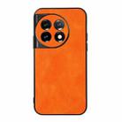 For OnePlus 11 5G Accurate Hole Two-color Litchi Texture PU Phone Case(Orange) - 1