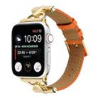 For Apple Watch Ultra 49mm / Series 8&7 45mm / SE 2&6&SE&5&4 44mm / 3&2&1 42mm D-Buckle Plain Genuine Leather Watch Band(Orange) - 1