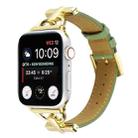 For Apple Watch Ultra 49mm / Series 8&7 45mm / SE 2&6&SE&5&4 44mm / 3&2&1 42mm D-Buckle Plain Genuine Leather Watch Band(Green) - 1