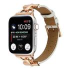 For Apple Watch Ultra 49mm / Series 8&7 45mm / SE 2&6&SE&5&4 44mm / 3&2&1 42mm D-Buckle Plain Genuine Leather Watch Band(White) - 1