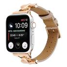 For Apple Watch Series 9&8&7 41mm / SE 3&SE 2&6&SE&5&4 40mm / 3&2&1 38mm D-Buckle Plain Genuine Leather Watch Band(Apricot) - 1