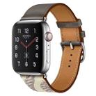 For Apple Watch Series 8&7 41mm / SE 2&6&SE&5&4 40mm / 3&2&1 38mm Silk Screen Pattern Leather Watch Band(Grey) - 1