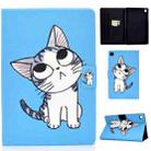 For Huawei MatePad SE Colored Drawing Horizontal Flip Tablet Leather Case(Blue Cat) - 1