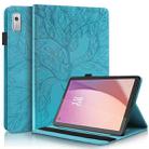 For Lenovo Tab M9 Life Tree Embossed Flip Leather Tablet Case(Lake Blue) - 1