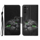 For Samsung Galaxy A24 4G Colored Drawing Pattern Flip Leather Phone Case(Black Cat) - 1