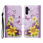For Samsung Galaxy A24 4G Colored Drawing Pattern Flip Leather Phone Case(Yellow Flower Butterfly) - 1
