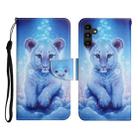 For Samsung Galaxy A24 4G Colored Drawing Pattern Flip Leather Phone Case(Little Leopard) - 1