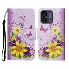 For Xiaomi Redmi 12C Colored Drawing Pattern Flip Leather Phone Case(Yellow Flower Butterfly) - 1