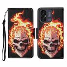 For Xiaomi Redmi 12C Colored Drawing Pattern Flip Leather Phone Case(Flame Skull) - 1