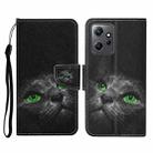 For Xiaomi Redmi Note 12 4G Global Colored Drawing Pattern Flip Leather Phone Case(Black Cat) - 1