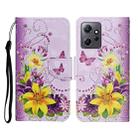 For Xiaomi Redmi Note 12 4G Global Colored Drawing Pattern Flip Leather Phone Case(Yellow Flower Butterfly) - 1