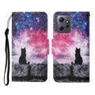 For Xiaomi Redmi Note 12 4G Global Colored Drawing Pattern Flip Leather Phone Case(Star Sky Cat) - 1