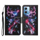 For Xiaomi Redmi Note 12 5G Global/Poco X5 Colored Drawing Pattern Flip Leather Phone Case(Fluorescent Butterfly) - 1
