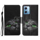 For Xiaomi Redmi Note 12 5G Global/Poco X5 Colored Drawing Pattern Flip Leather Phone Case(Black Cat) - 1