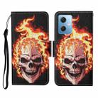 For Xiaomi Redmi Note 12 5G Global/Poco X5 Colored Drawing Pattern Flip Leather Phone Case(Flame Skull) - 1