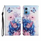 For Xiaomi Redmi Note 12 5G Global/Poco X5 Colored Drawing Pattern Flip Leather Phone Case(Purple Butterfly) - 1