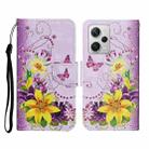 For Xiaomi Redmi Note 12 Pro 5G/Poco X5 Pro Colored Drawing Pattern Flip Leather Phone Case(Yellow Flower Butterfly) - 1