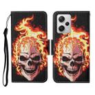 For Xiaomi Redmi Note 12 Pro 5G/Poco X5 Pro Colored Drawing Pattern Flip Leather Phone Case(Flame Skull) - 1