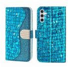For Samsung Galaxy A24 4G Laser Glitter Powder Crocodile Texture Leather Phone Case(Blue) - 1