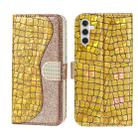 For Samsung Galaxy A34 5G Laser Glitter Powder Crocodile Texture Leather Phone Case(Gold) - 1