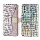 For Samsung Galaxy A34 5G Laser Glitter Powder Crocodile Texture Leather Phone Case(Silver) - 1