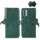 For Nokia G22 4G Ostrich Pattern Genuine Leather RFID Phone Case(Green) - 1