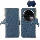 For OPPO Find X6 Ostrich Pattern Genuine Leather RFID Phone Case(Blue) - 1