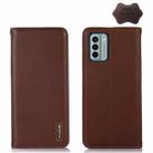 For Nokia G22 4G KHAZNEH Nappa Top Layer Cowhide Leather Phone Case(Brown) - 1