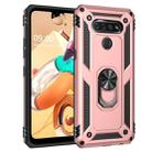 For LG K51 Shockproof TPU + PC Protective Case with 360 Degree Rotating Holder(Rose Gold) - 1