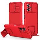 For Xiaomi Redmi Note 12 5G / Poco X5 Stereoscopic Holder Sliding Camshield Phone Case(Red) - 1