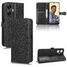 For Realme C55 4G Honeycomb Dot Texture Leather Phone Case(Black) - 1